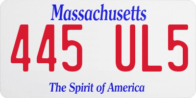 MA license plate 445UL5