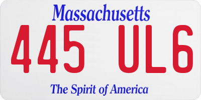 MA license plate 445UL6