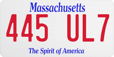 MA license plate 445UL7