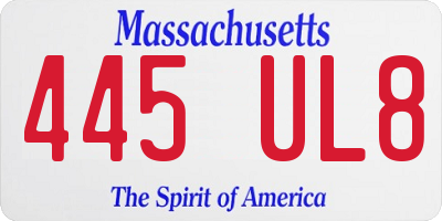 MA license plate 445UL8