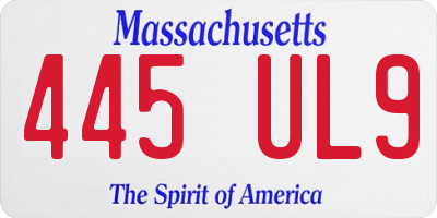 MA license plate 445UL9