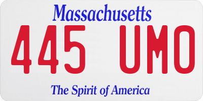 MA license plate 445UM0