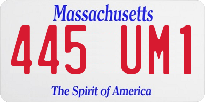 MA license plate 445UM1