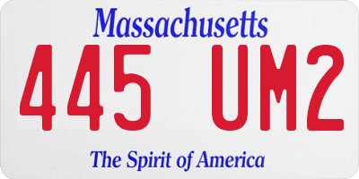 MA license plate 445UM2