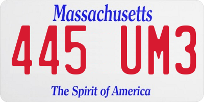 MA license plate 445UM3