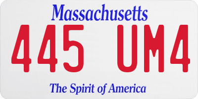 MA license plate 445UM4