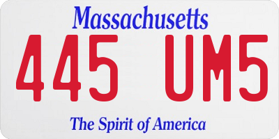 MA license plate 445UM5