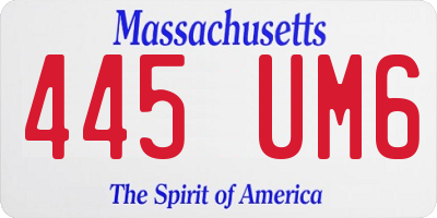 MA license plate 445UM6