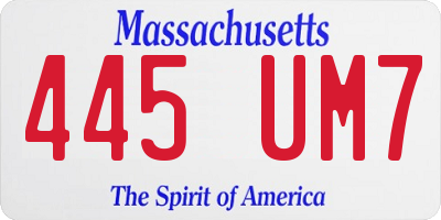MA license plate 445UM7
