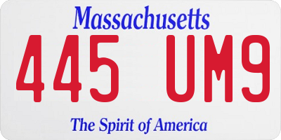MA license plate 445UM9