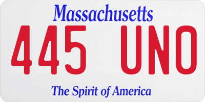 MA license plate 445UN0