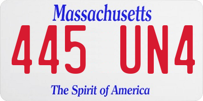 MA license plate 445UN4