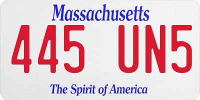 MA license plate 445UN5
