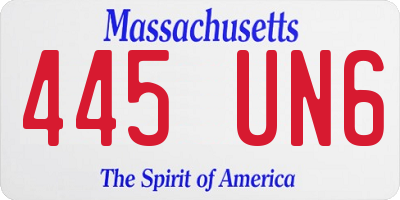 MA license plate 445UN6