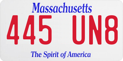 MA license plate 445UN8