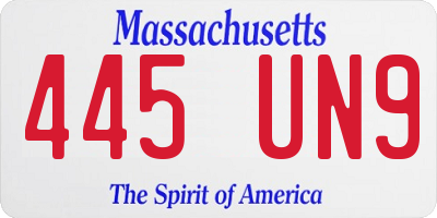 MA license plate 445UN9