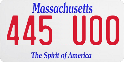MA license plate 445UO0
