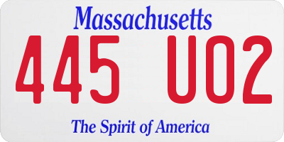 MA license plate 445UO2