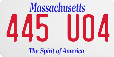 MA license plate 445UO4