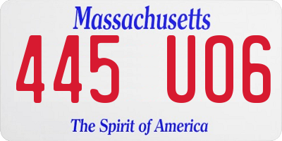 MA license plate 445UO6