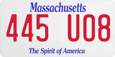 MA license plate 445UO8