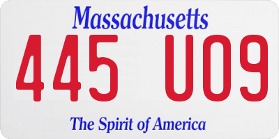 MA license plate 445UO9