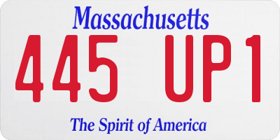 MA license plate 445UP1