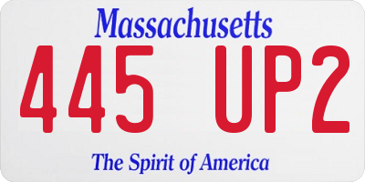 MA license plate 445UP2
