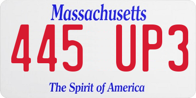 MA license plate 445UP3