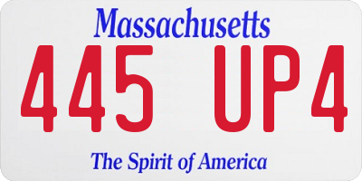 MA license plate 445UP4