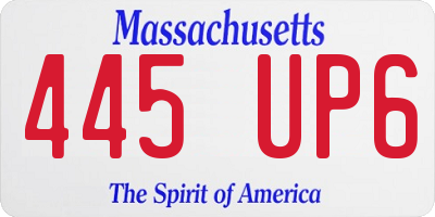 MA license plate 445UP6