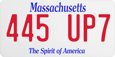 MA license plate 445UP7
