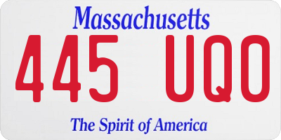 MA license plate 445UQ0