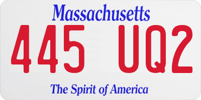 MA license plate 445UQ2