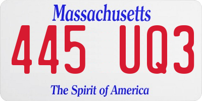 MA license plate 445UQ3