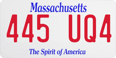 MA license plate 445UQ4
