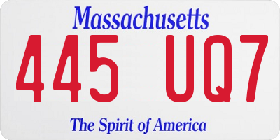 MA license plate 445UQ7