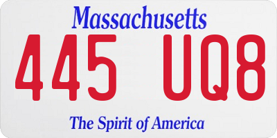 MA license plate 445UQ8
