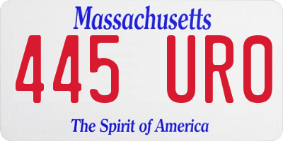 MA license plate 445UR0