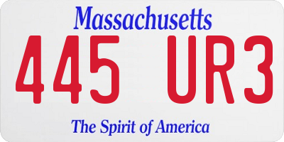 MA license plate 445UR3