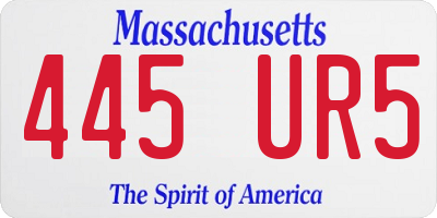 MA license plate 445UR5