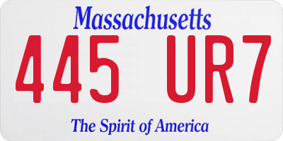 MA license plate 445UR7