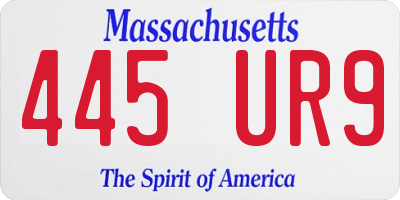 MA license plate 445UR9