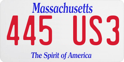 MA license plate 445US3