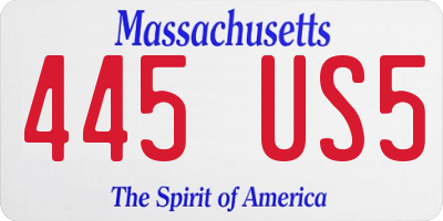 MA license plate 445US5