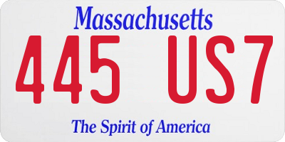 MA license plate 445US7