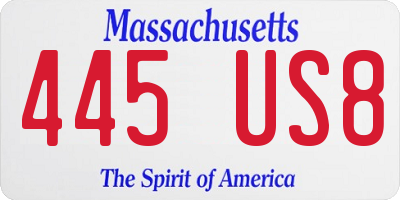 MA license plate 445US8