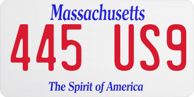 MA license plate 445US9