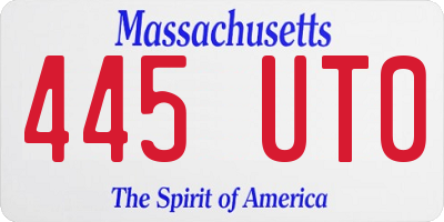 MA license plate 445UT0
