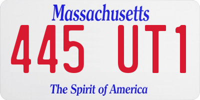 MA license plate 445UT1